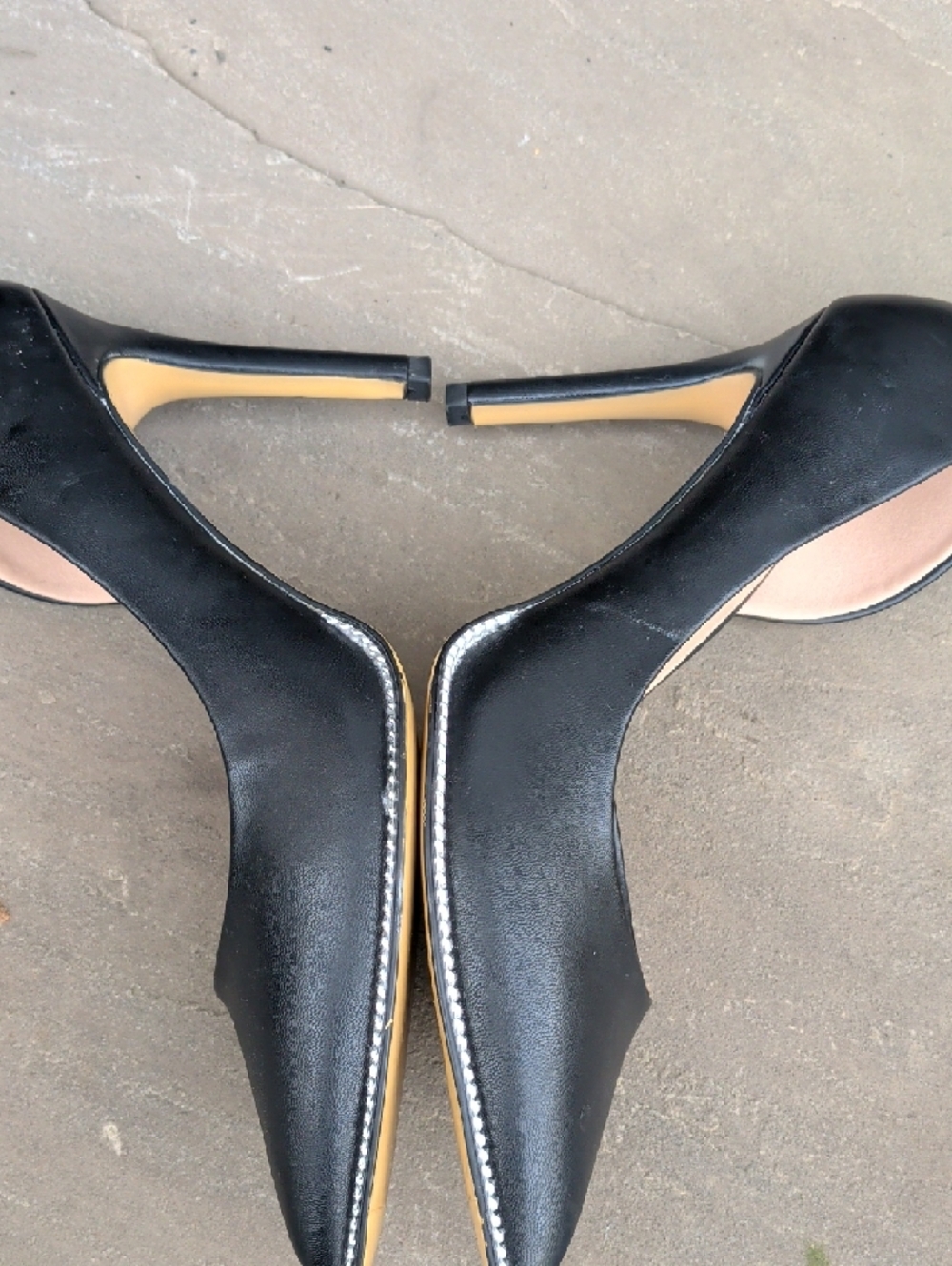 BCBGeneration Black D'Orsay Pointed Toe Pumps with Metallic Trim - Picture 7 of 15
